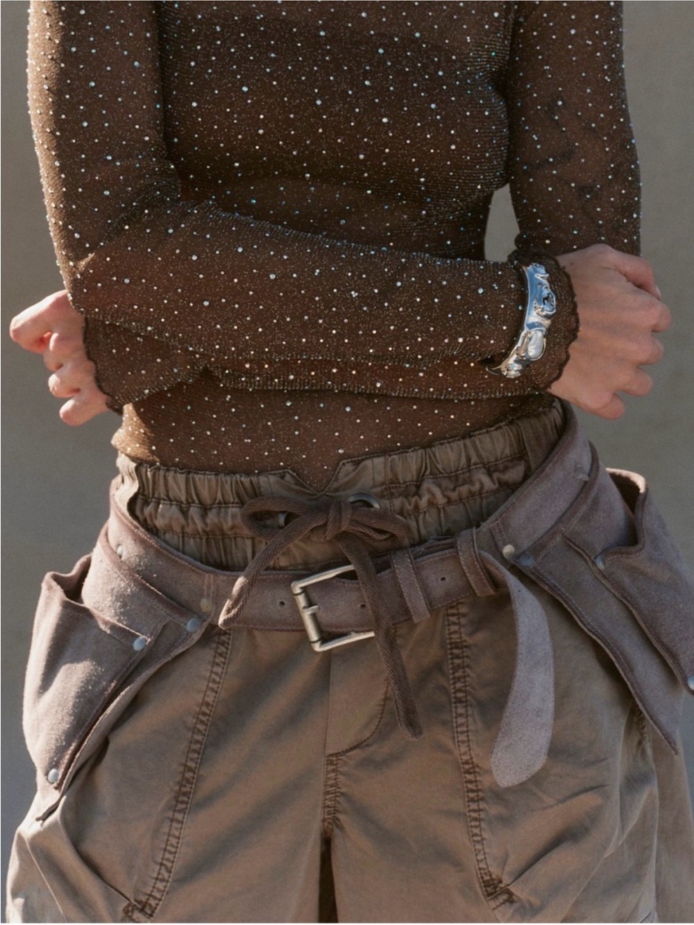 Free People Crew Pocket Cargo Belt in Chocolate